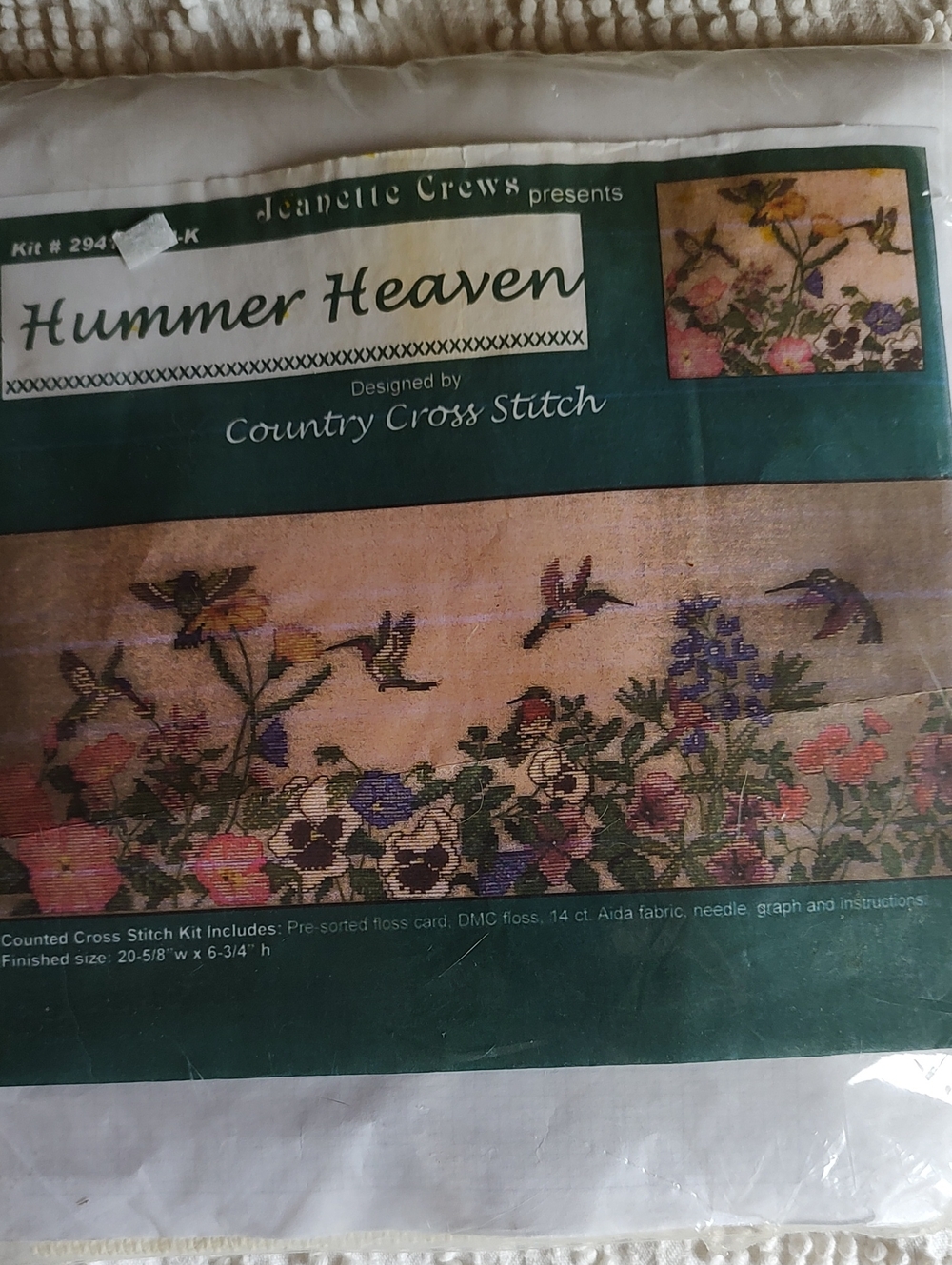 Jeanette Crews "Hummer Heaven" Floral Hummingbird Cross Stitch Kit - Multi